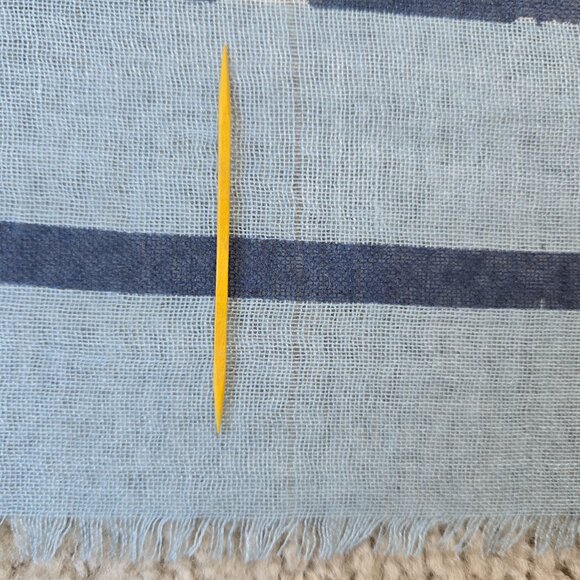 Kinross Silk Cashmere Scarf Blue Squares - Picture 9 of 11